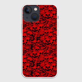 Чехол для iPhone 13 mini с принтом Красные черепа в Санкт-Петербурге,  |  | osteology | red skulls | skull | жуткие черепа | черепа | черепа в красном окрасе