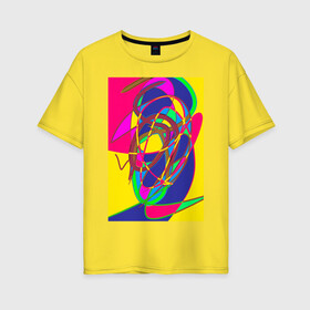 Женская футболка хлопок Oversize с принтом Яркая абстракция в Санкт-Петербурге, 100% хлопок | свободный крой, круглый ворот, спущенный рукав, длина до линии бедер
 | абстракция | линии | необычное | фантазия | яркое
