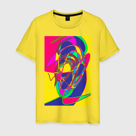 Мужская футболка хлопок с принтом Яркая абстракция в Санкт-Петербурге, 100% хлопок | прямой крой, круглый вырез горловины, длина до линии бедер, слегка спущенное плечо. | абстракция | линии | необычное | фантазия | яркое
