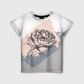 Детская футболка 3D с принтом Абстракция с розой в Санкт-Петербурге, 100% гипоаллергенный полиэфир | прямой крой, круглый вырез горловины, длина до линии бедер, чуть спущенное плечо, ткань немного тянется | абстракция | гранж | графика | графический | пастель | пастельная | роза | цветок | цветочный