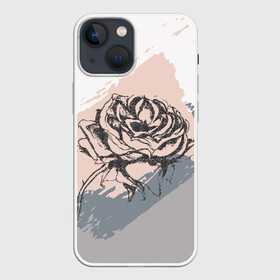 Чехол для iPhone 13 mini с принтом Абстракция с розой в Санкт-Петербурге,  |  | абстракция | гранж | графика | графический | пастель | пастельная | роза | цветок | цветочный
