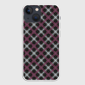 Чехол для iPhone 13 mini с принтом Темный серый узор в клетку в Санкт-Петербурге,  |  | бордовый и серый | клетка | клетчатый узор | плед | серный | темный | шотландка
