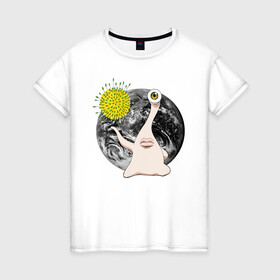 Женская футболка хлопок с принтом Миги в Санкт-Петербурге, 100% хлопок | прямой крой, круглый вырез горловины, длина до линии бедер, слегка спущенное плечо | kiseijuu | migi | parasite | parasyte | миги | паразит