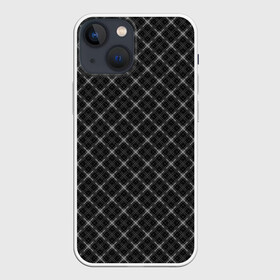 Чехол для iPhone 13 mini с принтом Серо черный плед в Санкт-Петербурге,  |  | клетка | клетчатый узор | молодежный | мужской | рубашечный | серный | черный | шотландка