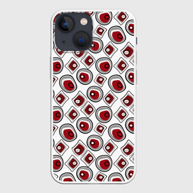 Чехол для iPhone 13 mini с принтом Красно черный узор на белом в Санкт-Петербурге,  |  | абстрактный узор | детский | красный | красный и черный | модный | ретро | черный