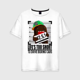 Женская футболка хлопок Oversize с принтом Domo 12.5.1 в Санкт-Петербурге, 100% хлопок | свободный крой, круглый ворот, спущенный рукав, длина до линии бедер
 | 1251 | domo | drift | jdm | tuning | домокун | тюнинг