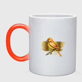 Кружка хамелеон с принтом Золотая птица в Санкт-Петербурге, керамика | меняет цвет при нагревании, емкость 330 мл | блеск | гламур | золотистый | золото | золотой | птица | птицы | птичка