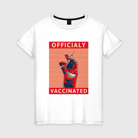 Женская футболка хлопок с принтом Официально вакцинирован в Санкт-Петербурге, 100% хлопок | прямой крой, круглый вырез горловины, длина до линии бедер, слегка спущенное плечо | coronavirus | covid19 | virus | вакцина | вакцинация | вирус | грипп | заражение | здоровье | иммунитет | инфекция | карантин | корона | коронавирус | маска | пандемия | прививка | самоизоляция | спутник