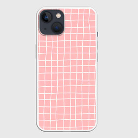 Чехол для iPhone 13 с принтом Клетка волнистая в Санкт-Петербурге,  |  | cell | check | geometry | girl | plaid | school | геометрия | девочкам | детям | квадраты | клетка | клеточка | клетчатый | линии | пастельный | полосы | розовая клетка | розовый | текстура | узор в клетку | школа