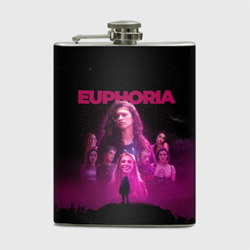 Фляга с принтом Euphoria team в Санкт-Петербурге, металлический корпус | емкость 0,22 л, размер 125 х 94 мм. Виниловая наклейка запечатывается полностью | euphoria | serial | джулс | зендея | ру беннетт | сериал | сериалы | хантер шефер | эйфория