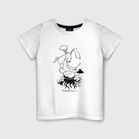 Детская футболка хлопок с принтом Курьер - Заяц 2 в Санкт-Петербурге, 100% хлопок | круглый вырез горловины, полуприлегающий силуэт, длина до линии бедер | Тематика изображения на принте: reminor | заяц | курьер | мультфильм