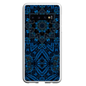 Чехол для Samsung Galaxy S10 с принтом Черно-синяя мандала .  в Санкт-Петербурге, Силикон | Область печати: задняя сторона чехла, без боковых панелей | калейдоскоп | круглый | модный | орнамент | синий | современный | темно синий | этнический