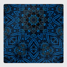 Магнитный плакат 3Х3 с принтом Черно-синяя мандала .  в Санкт-Петербурге, Полимерный материал с магнитным слоем | 9 деталей размером 9*9 см | Тематика изображения на принте: калейдоскоп | круглый | модный | орнамент | синий | современный | темно синий | этнический