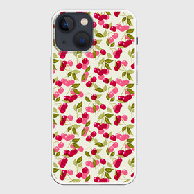Чехол для iPhone 13 mini с принтом Спелая вишня в Санкт-Петербурге,  |  | вишня | детский | красные ягоды | летний узор | лето | малышам | ретро | сад | ягоды