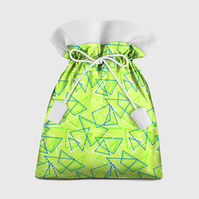 Подарочный 3D мешок с принтом Абстрактный неоновый зеленый в Санкт-Петербурге, 100% полиэстер | Размер: 29*39 см | Тематика изображения на принте: абстрактный | геометрический | детский | зеленый | летний | неоновый | ретро | треугольники