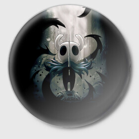 Значок с принтом Hollow Knight в Санкт-Петербурге,  металл | круглая форма, металлическая застежка в виде булавки | games | hollow | hollow knight | knight | steam | игры | компьютерные игры
