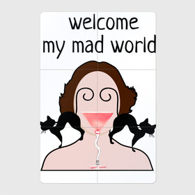 Магнитный плакат 2Х3 с принтом welcome to my mad world в Санкт-Петербурге, Полимерный материал с магнитным слоем | 6 деталей размером 9*9 см | абстракция | бокал | голова | кошки | напитки | психоделика | юмор