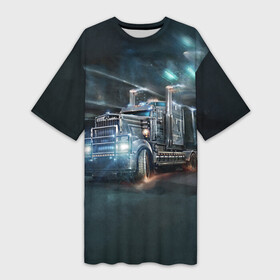 Платье-футболка 3D с принтом Neo truck в Санкт-Петербурге,  |  | truck | trucks | грузовик | грузовики | дальнобои | дальнобой | дальнобойщик | фура | фуры