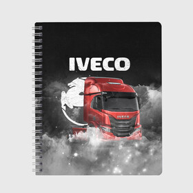 Тетрадь с принтом Iveco truck в Санкт-Петербурге, 100% бумага | 48 листов, плотность листов — 60 г/м2, плотность картонной обложки — 250 г/м2. Листы скреплены сбоку удобной пружинной спиралью. Уголки страниц и обложки скругленные. Цвет линий — светло-серый
 | Тематика изображения на принте: iveco | iveco truck | iveco грузовик | truck | trucks | грузовик | грузовики | дальнобои | дальнобой | дальнобойщик | ивеко | ивеко грузовик | фура | фуры