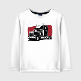 Детский лонгслив хлопок с принтом Truck red в Санкт-Петербурге, 100% хлопок | круглый вырез горловины, полуприлегающий силуэт, длина до линии бедер | truck | trucks | грузовик | грузовики | дальнобои | дальнобой | дальнобойщик | фура | фуры