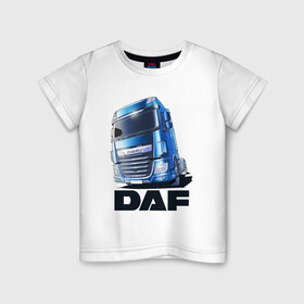 Детская футболка хлопок с принтом Daf Truck в Санкт-Петербурге, 100% хлопок | круглый вырез горловины, полуприлегающий силуэт, длина до линии бедер | truck | trucks | грузовик | грузовики | дальнобои | дальнобой | дальнобойщик | фура | фуры