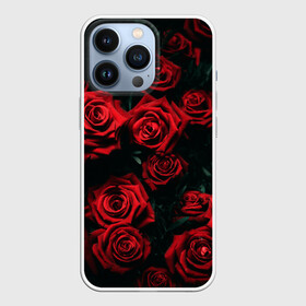 Чехол для iPhone 13 Pro с принтом РОЗЫ НА ЧЁРНОМ ФОНЕ в Санкт-Петербурге,  |  | Тематика изображения на принте: аромат | любовь | растения | розы | текстура | цветы | шипы