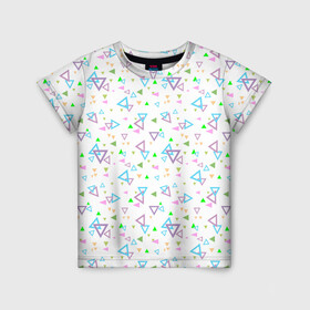 Детская футболка 3D с принтом Детский абстрактный узор  в Санкт-Петербурге, 100% гипоаллергенный полиэфир | прямой крой, круглый вырез горловины, длина до линии бедер, чуть спущенное плечо, ткань немного тянется | геометрические фигуры | детский | малышам | разноцветные треугольники | ретро