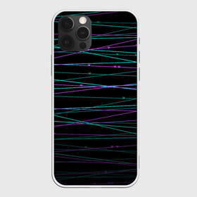 Чехол для iPhone 12 Pro Max с принтом Неоновые тонкие нити  в Санкт-Петербурге, Силикон |  | детский | любовь | неоновый узор | полосы | сердечки | сердце | темный | тонкие полоски | черный