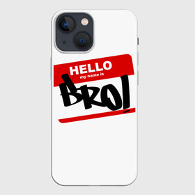 Чехол для iPhone 13 mini с принтом Bro в Санкт-Петербурге,  |  | Тематика изображения на принте: bro | brother | hello | myname | name | sticker | брат | братишка | братуха | братюня | бро | имя | привет | стикер