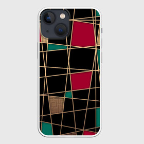 Чехол для iPhone 13 mini с принтом Модный  абстрактный узор в Санкт-Петербурге,  |  | бирюзовый | золотой | красный | модный | молодежный | мужской | полосы | современный | текстура | черный