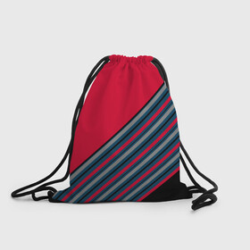 Рюкзак-мешок 3D с принтом Абстрактный асимметричный  в Санкт-Петербурге, 100% полиэстер | плотность ткани — 200 г/м2, размер — 35 х 45 см; лямки — толстые шнурки, застежка на шнуровке, без карманов и подкладки | Тематика изображения на принте: асимметричный | комбинированный | косые полосы | красный | красный и синий | креативный | модный | молодежный | мужской | синие полосы