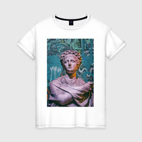 Женская футболка хлопок с принтом Hera Barberini в Санкт-Петербурге, 100% хлопок | прямой крой, круглый вырез горловины, длина до линии бедер, слегка спущенное плечо | граффити | девушка | женщина | картина | надписи | скульптура | статуя | юнона барберини
