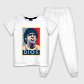 Детская пижама хлопок с принтом Dios - Maradona в Санкт-Петербурге, 100% хлопок |  брюки и футболка прямого кроя, без карманов, на брюках мягкая резинка на поясе и по низу штанин
 | argentina | diego | football | maradona | messi | аргентина | гол | диего | игрок | марадона | месси | мяч | рука бога | спорт | футбол | футболист | чемпион