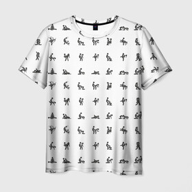 Мужская футболка 3D с принтом Камасутра в Санкт-Петербурге, 100% полиэфир | прямой крой, круглый вырез горловины, длина до линии бедер | Тематика изображения на принте: love | любовь | пара | позы