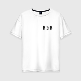 Женская футболка хлопок Oversize с принтом Морген 666 в Санкт-Петербурге, 100% хлопок | свободный крой, круглый ворот, спущенный рукав, длина до линии бедер
 | 666 | morgenshtern | морген | моргенштерн | реп | утренняя звезда