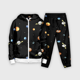 Детский костюм 3D с принтом Планеты в космосе в Санкт-Петербурге,  |  | венера | звезды | земля | иллюстрация | космос | паттерн | планеты | рисунок | сатурн | черный | юпитер