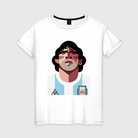 Женская футболка хлопок с принтом Football - Maradona в Санкт-Петербурге, 100% хлопок | прямой крой, круглый вырез горловины, длина до линии бедер, слегка спущенное плечо | argentina | diego | football | maradona | messi | аргентина | гол | диего | игрок | марадона | месси | мяч | рука бога | спорт | футбол | футболист | чемпион