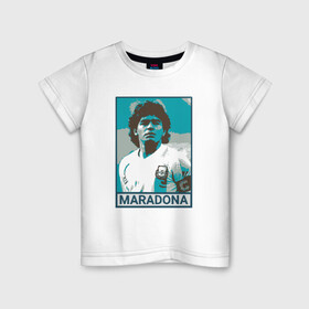 Детская футболка хлопок с принтом Maradona в Санкт-Петербурге, 100% хлопок | круглый вырез горловины, полуприлегающий силуэт, длина до линии бедер | argentina | diego | football | maradona | messi | аргентина | гол | диего | игрок | марадона | месси | мяч | рука бога | спорт | футбол | футболист | чемпион
