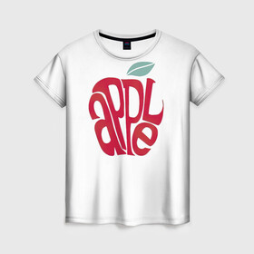 Женская футболка 3D с принтом Красное яблочко в Санкт-Петербурге, 100% полиэфир ( синтетическое хлопкоподобное полотно) | прямой крой, круглый вырез горловины, длина до линии бедер | apple | red apple | красное яблоко | фруктовое | фруктовый | фрукты | яблоко | яблони | яблоня