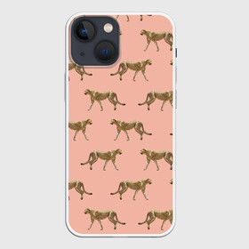 Чехол для iPhone 13 mini с принтом Гепарды на розовом в Санкт-Петербурге,  |  | африка | гепард | гепарды | иллюстрация | коты | кошки | крупные кошки | паттерн | пятна | розовый | сафари