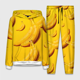 Женский костюм 3D (с толстовкой) с принтом Банановый рай в Санкт-Петербурге,  |  | банановый | бананы | желтый | кожура | фрукты