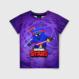 Детская футболка 3D с принтом Ninja Ash Brawl Stars Эш  в Санкт-Петербурге, 100% гипоаллергенный полиэфир | прямой крой, круглый вырез горловины, длина до линии бедер, чуть спущенное плечо, ткань немного тянется | ash | brawl | brawl stars | brawlstars | brawl_stars | аш | бравл | бравлстарс | эш