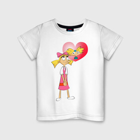 Детская футболка хлопок с принтом Эй Арнольд! в Санкт-Петербурге, 100% хлопок | круглый вырез горловины, полуприлегающий силуэт, длина до линии бедер | helga | арнольд | сердце | хельга
