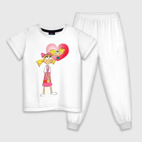 Детская пижама хлопок с принтом Эй Арнольд! в Санкт-Петербурге, 100% хлопок |  брюки и футболка прямого кроя, без карманов, на брюках мягкая резинка на поясе и по низу штанин
 | helga | арнольд | сердце | хельга