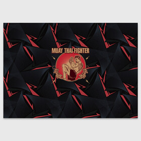 Поздравительная открытка с принтом MUAY THAI FIGHTER в Санкт-Петербурге, 100% бумага | плотность бумаги 280 г/м2, матовая, на обратной стороне линовка и место для марки
 | fighter | muay thai | боец | драки | карате | муай тай | мутай