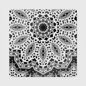 Магнит виниловый Квадрат с принтом Черно-белый орнамент  в Санкт-Петербурге, полимерный материал с магнитным слоем | размер 9*9 см, закругленные углы | калейдоскоп | круглый орнамент | орнамент | серый | серый и черный | современный | черно белый