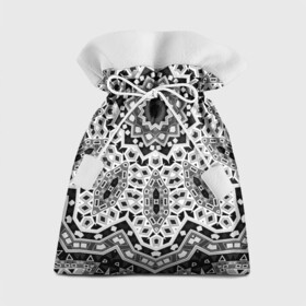 Подарочный 3D мешок с принтом Черно-белый орнамент  в Санкт-Петербурге, 100% полиэстер | Размер: 29*39 см | Тематика изображения на принте: калейдоскоп | круглый орнамент | орнамент | серый | серый и черный | современный | черно белый