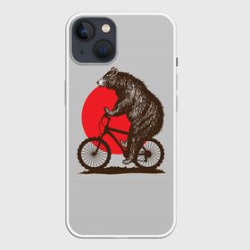 Чехол для iPhone 13 с принтом Медведь на велосиеде в Санкт-Петербурге,  |  | вело | велосипед | медведь | солнце | спорт | япония