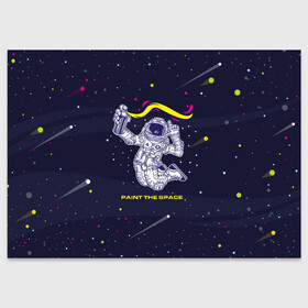 Поздравительная открытка с принтом Рисуй в космосе в Санкт-Петербурге, 100% бумага | плотность бумаги 280 г/м2, матовая, на обратной стороне линовка и место для марки
 | балончик | граффити | космос | краски | рисунки