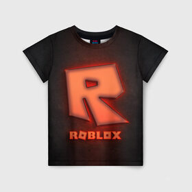 Детская футболка 3D с принтом ROBLOX NEON RED в Санкт-Петербурге, 100% гипоаллергенный полиэфир | прямой крой, круглый вырез горловины, длина до линии бедер, чуть спущенное плечо, ткань немного тянется | neon | roblox | игра | компьютерная игра | логотип | неон | онлайн | онлайн игра | роблакс | роблокс